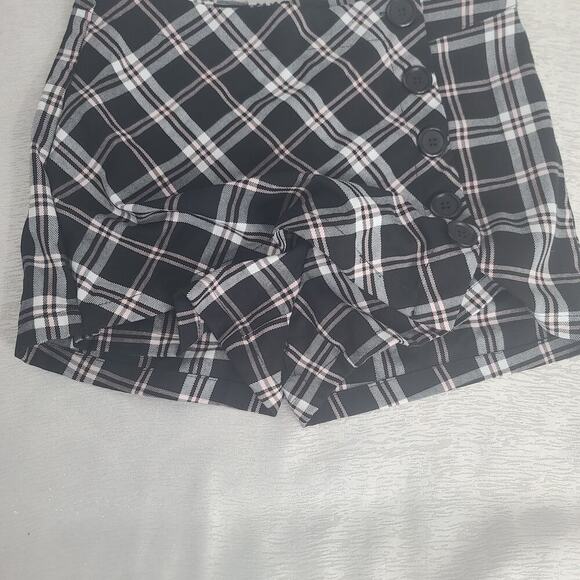 Rue 21 plaid black/pink dark academia Y2K mini skort Sz Medium Twee grunge punk - Picture 4 of 9